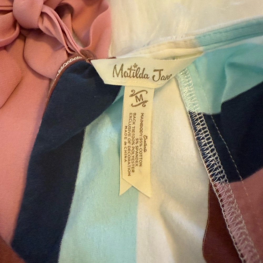 Matilda Jane Sierra Women’s Sleeveless Striped Tie-back Tank Size Medium - Picture 3 of 6